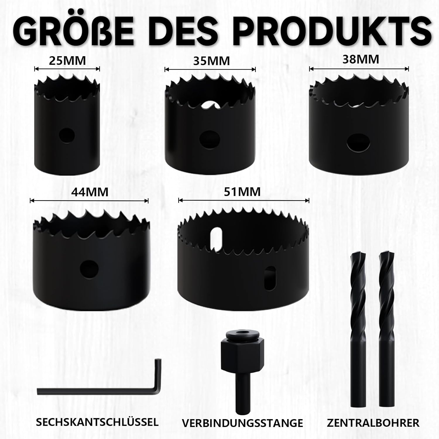 Thumbnail 1 de METOTY 9-teiliges Bi-Metall Lochsäge-Set (25–51 mm) für Holz, Gipskarton & Kunststoff