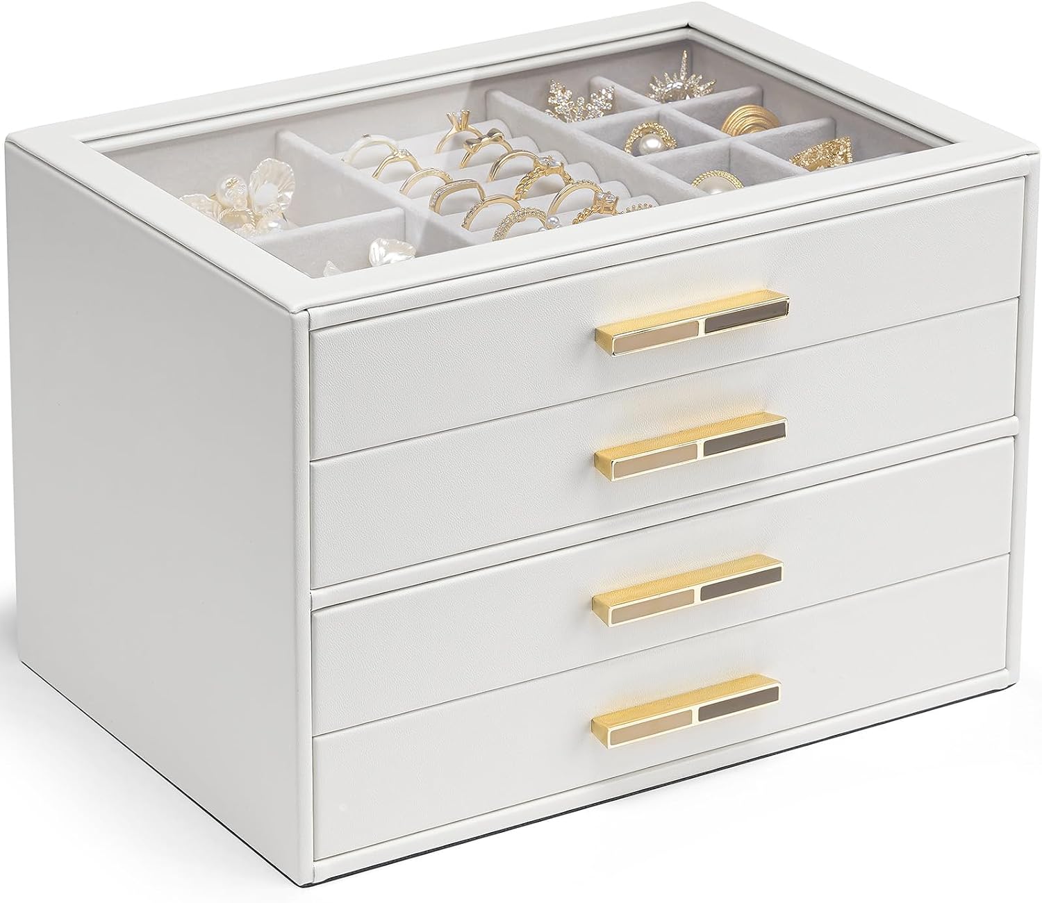 Thumbnail 6 de VLANDO Jewellery Box, 4-Tier Organiser with Glass Lid