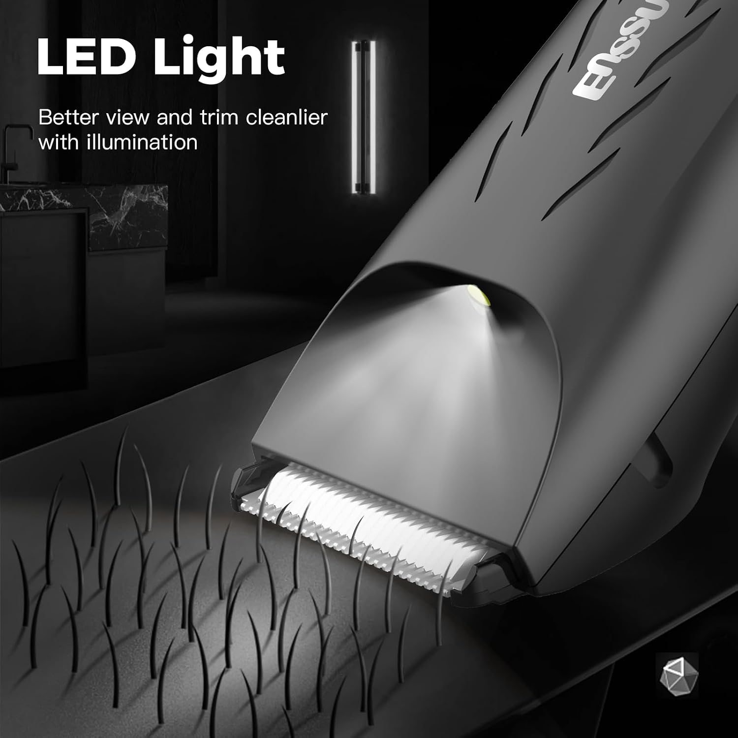 Detalle de ENSSU Manscape 2-in 1 Body Hair Trimmers for Men – Dual-Head Groomer with Foil Blade, LED Light and Dock