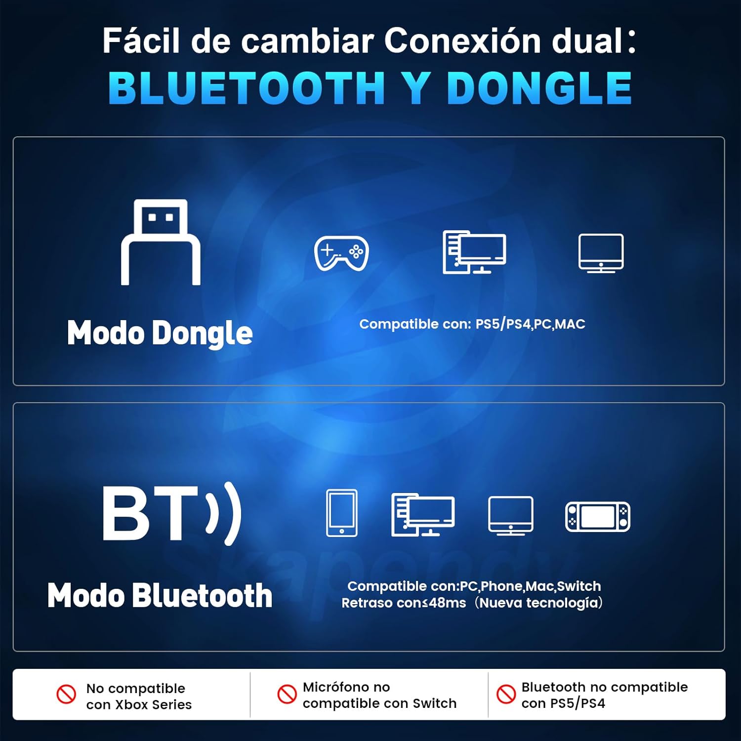 Thumbnail 6 de Skapendy VK84 Cascos gaming Bluetooth 5.4 50 mm