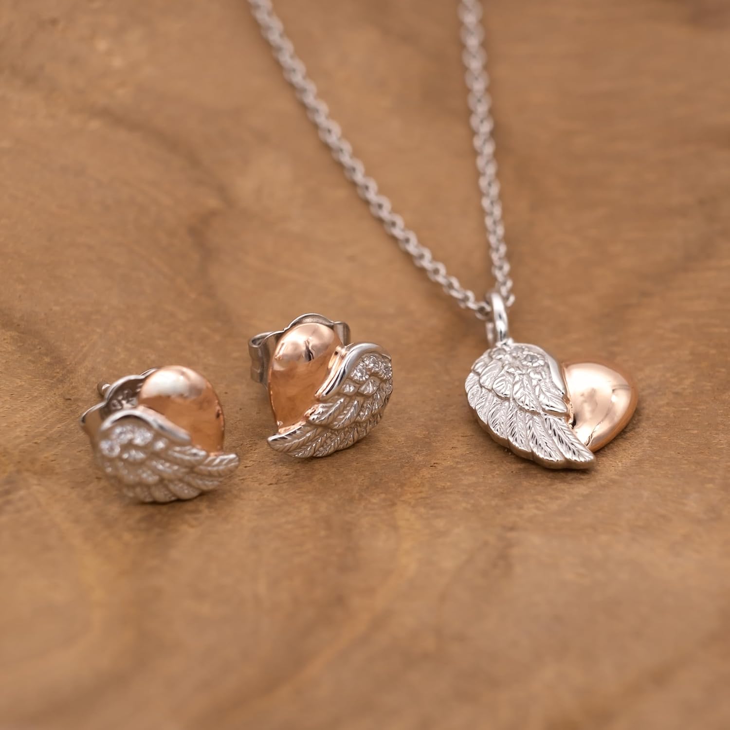 Detalle de Engelsrufer Damen Charm Anhänger With Love Herz Flügel – Sterling Silber, Rhodium-Beschichtung, nickelfrei
