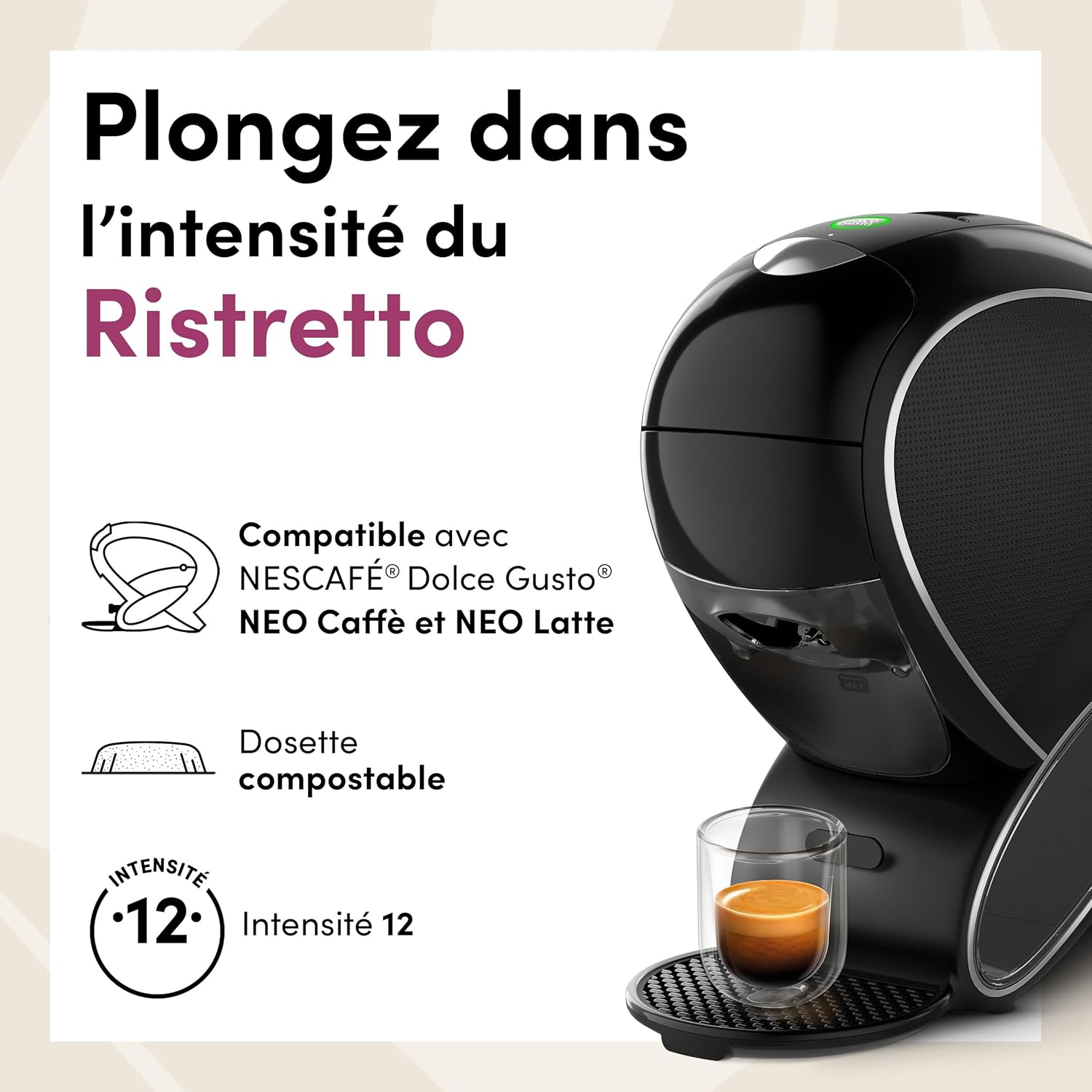 Detalle de Dolce Gusto NEO Ristretto – 48 dosettes compostables à base de papier