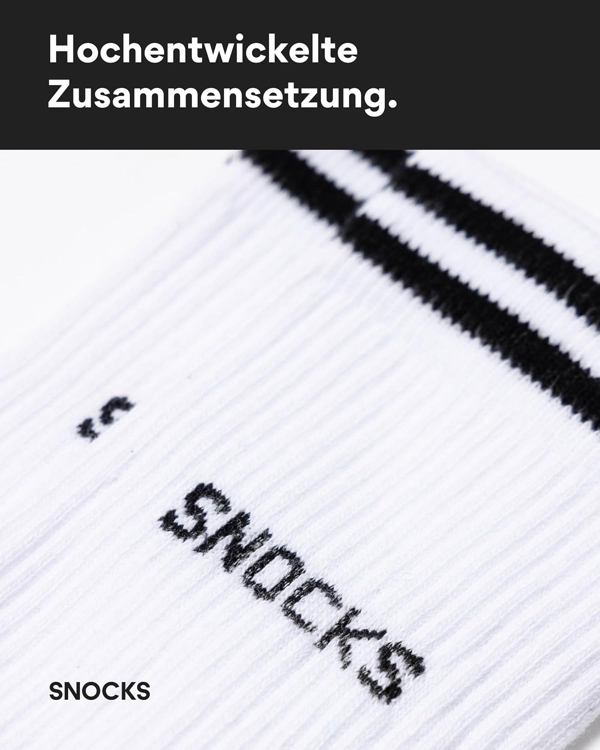 Detalle de Snocks Retro Socken aus Bio-Baumwolle (4 Paar) – lange Tennissocken mit Streifen für Damen & Herren, Gr. 35–50