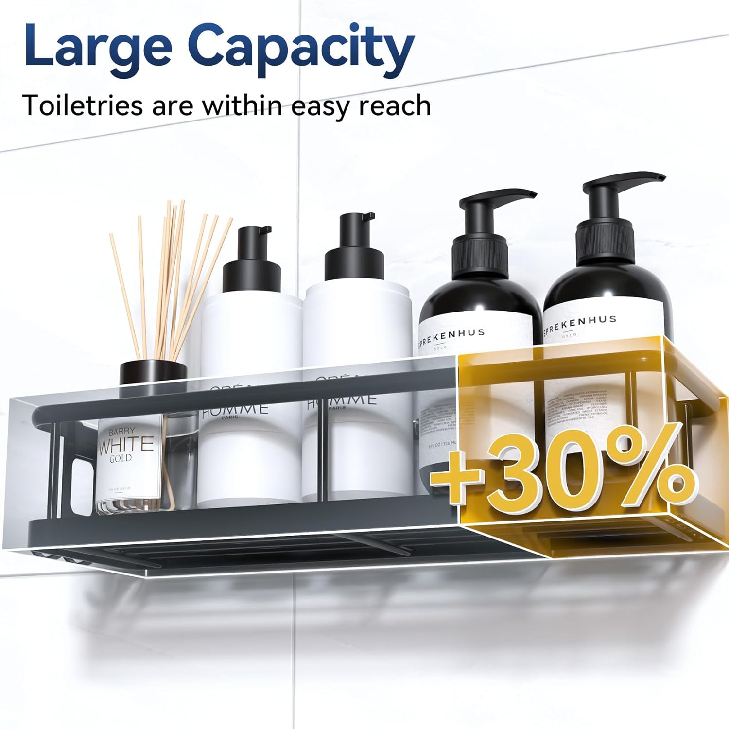 Thumbnail 4 de YASONIC Shower Caddy: Rustproof, Large-Capacity No-Drill Wall Shelf (2 Pack)