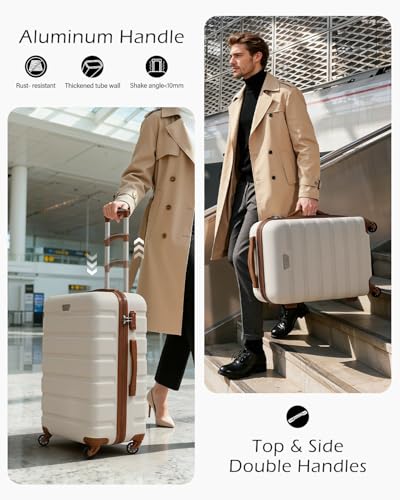 Detalle de COOLIFE 20 Inch Carry On Suitcase for EasyJet – Durable ABS+PC Hard Shell with Smooth 360° Wheels