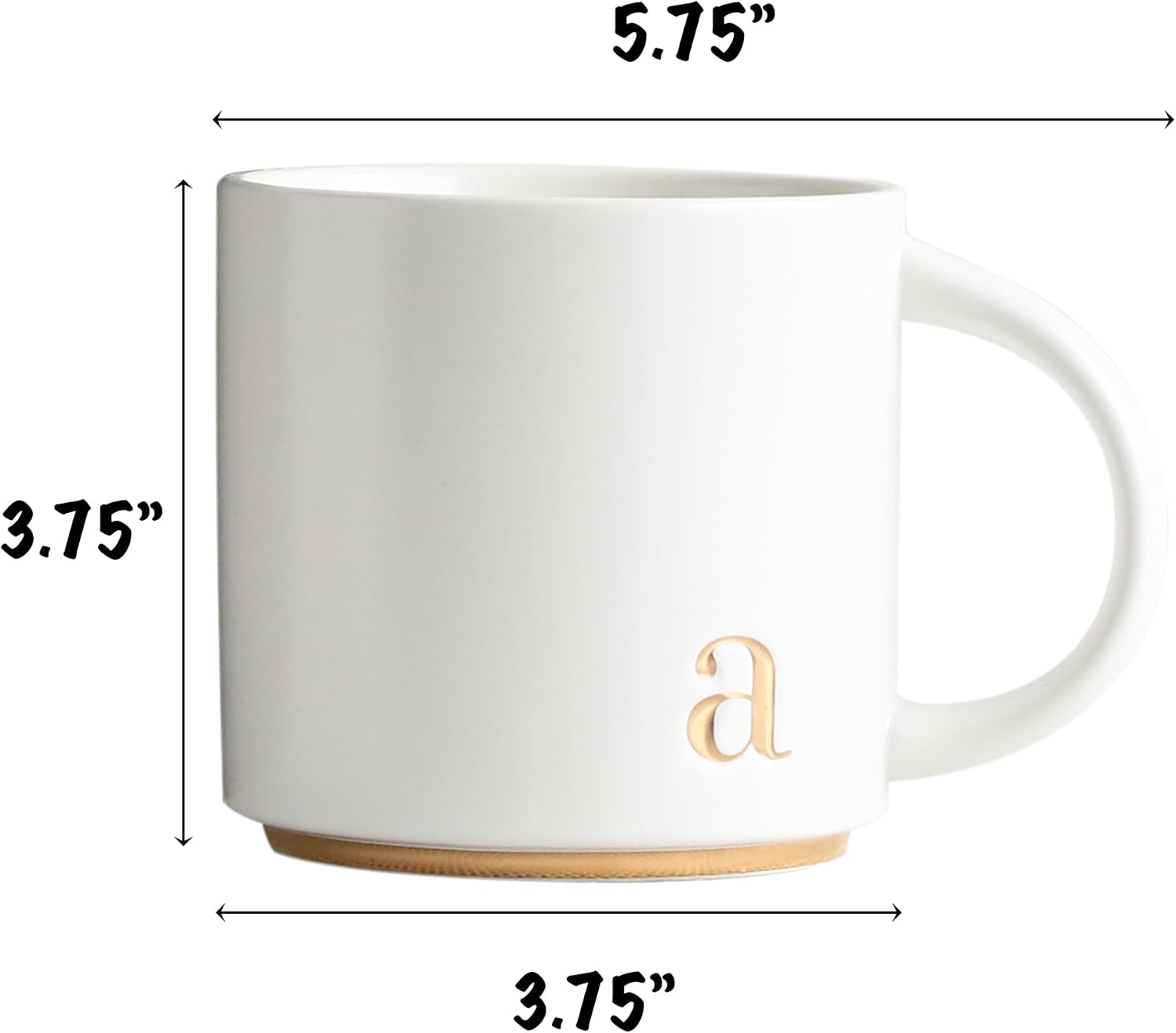 Thumbnail 2 de COLLECTIVE HOME Monogram Ceramic Mugs (15 oz) – Golden Initial Alphabet Coffee Cups with Gift Box