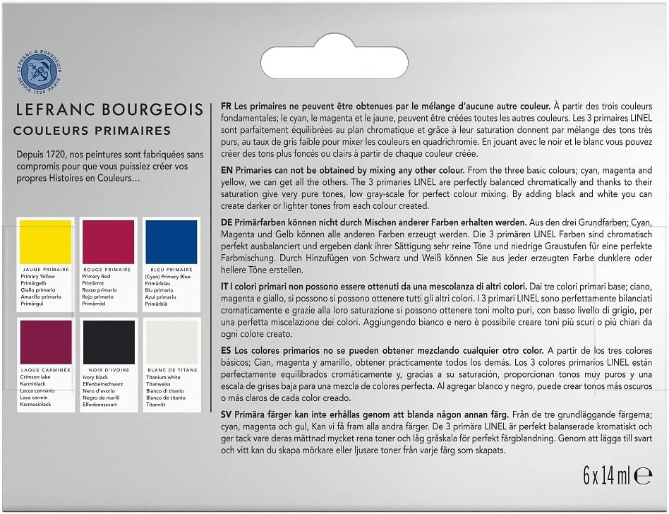 Thumbnail 1 de Lefranc Bourgeois Linel Tempera Fine - Set da 6 tubi da 14 ml, Colori Primari