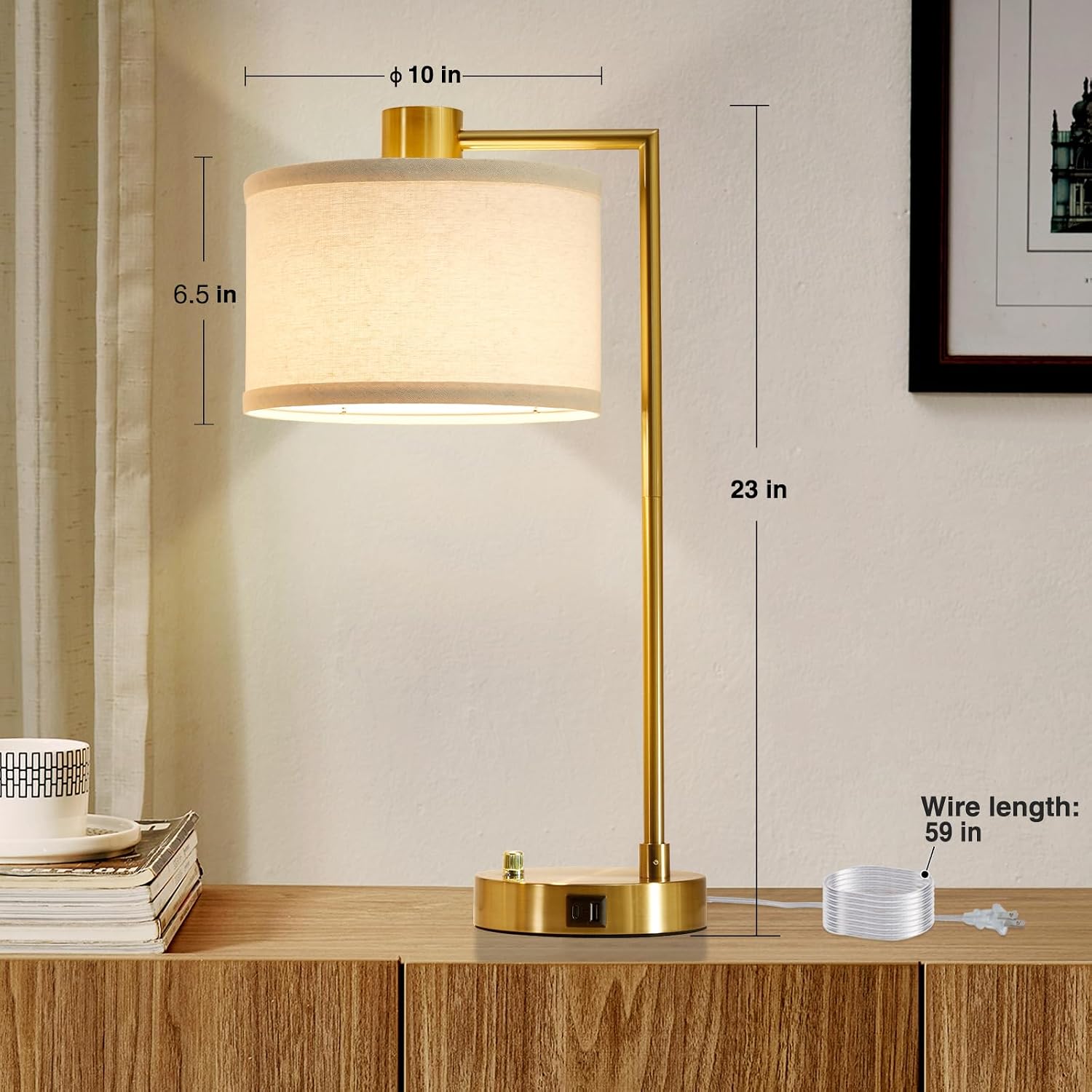 Detalle de Luvkczc T00106 Table Lamps, Set of 2, Stepless Dimming, USB-C & USB-A