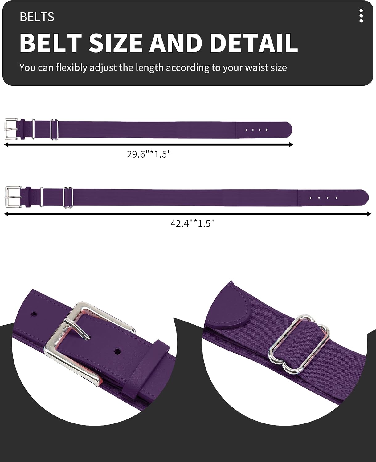 Detalle 2 de QBK Toddler Baseball Socks & Belt Youth Softball/Tee Ball Combo Set (2T–5T)