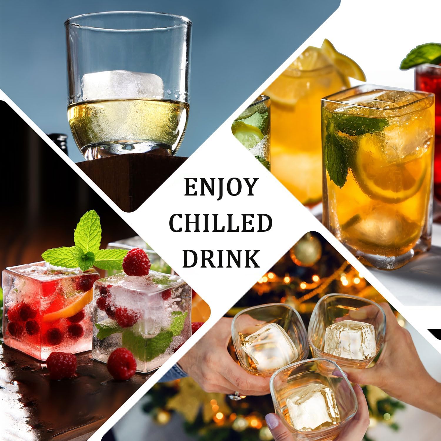 Thumbnail 6 de FDDBI Large Ice Cube Trays with Lid (2-Pack) – 2-Inch Square Whiskey Ice Cubes