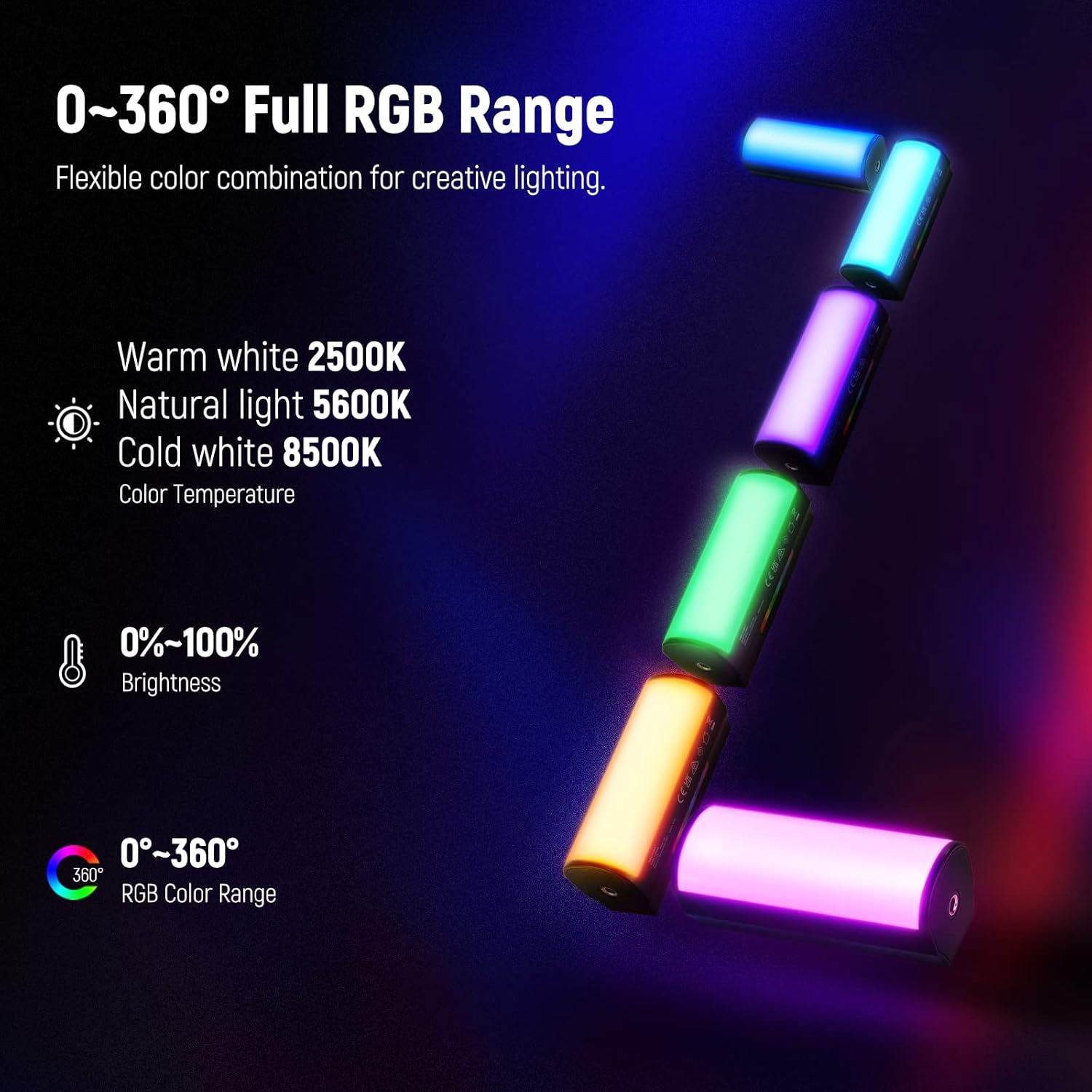 Thumbnail 1 de NEEWER TL96RGB : bâton lumineux LED RGB magnétique rechargeable pour vidéo et vlogs