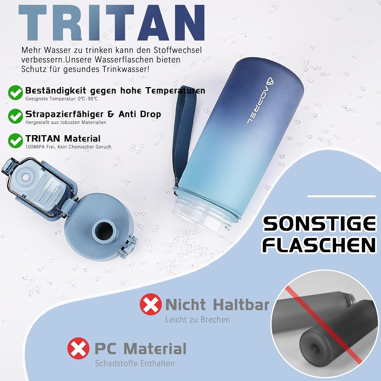 Thumbnail 3 de AOPREL Trinkflasche 600ml – BPA-frei, Tritan, auslaufsicher