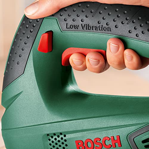Detalle de Bosch PST 650: Sierra de calar de 500 W para curvar y trazar con seguridad en un maletín