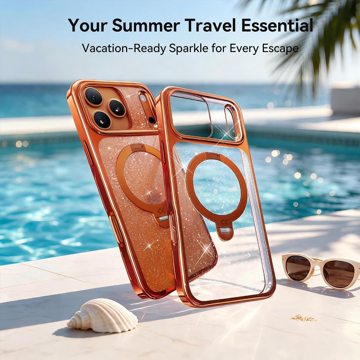 Detalle 2 de CASEKOO Pearl Sparkle iPhone 17 Pro Max MagSafe 360° stand