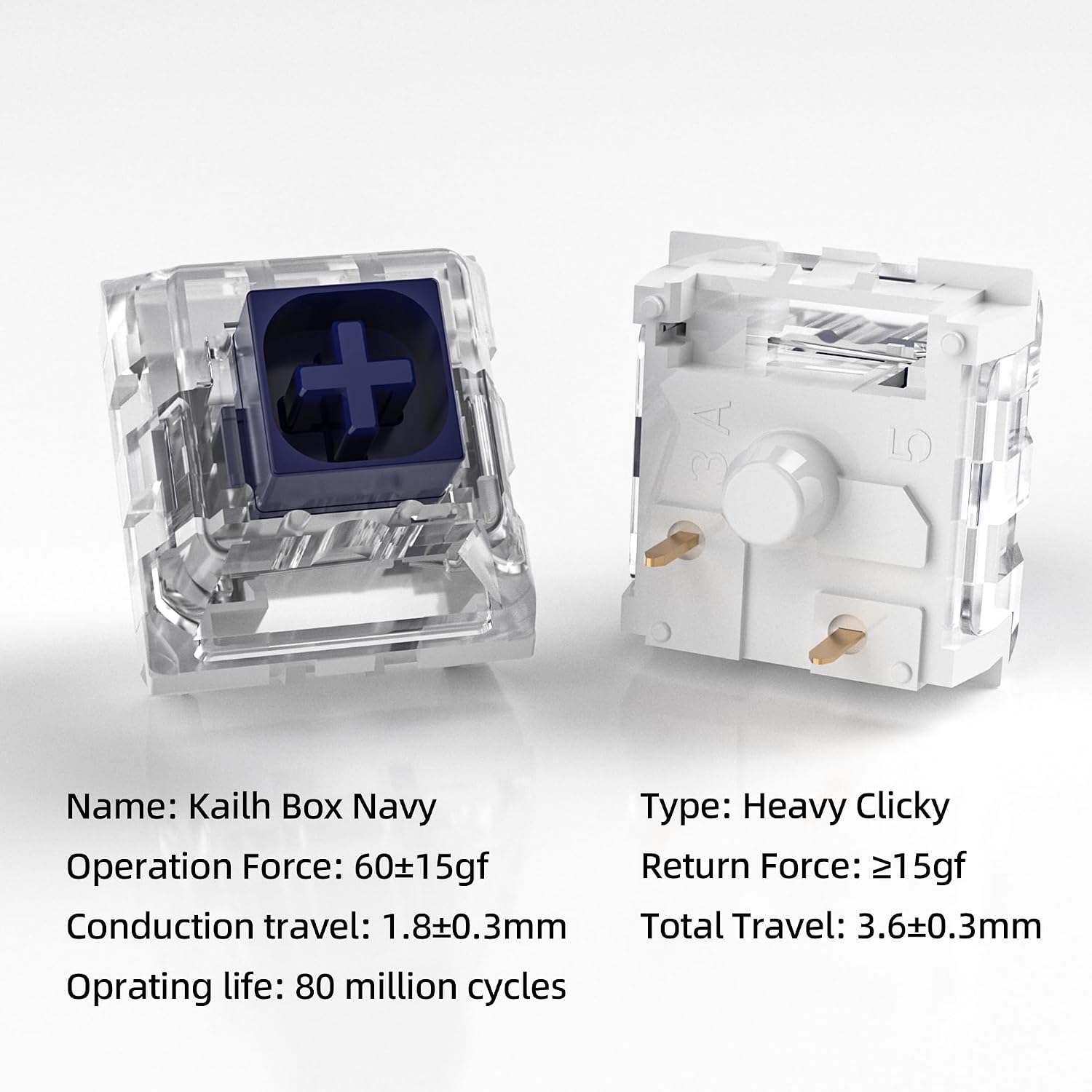 Detalle 2 de Kailh Box Navy メカニカルキーボード用スイッチ 108個・3ピン・60gf・IP56