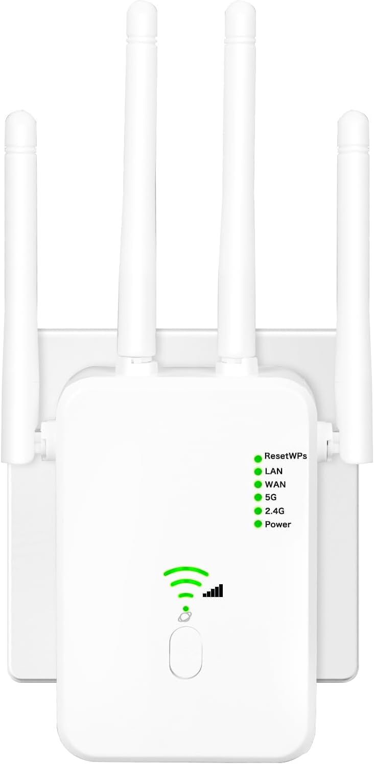 Detalle de WLAN Repeater 1200 Mbit/s Dual-Band mit 4 Antennen – Repeater/AP/Router-Modus, LAN/WAN-Port
