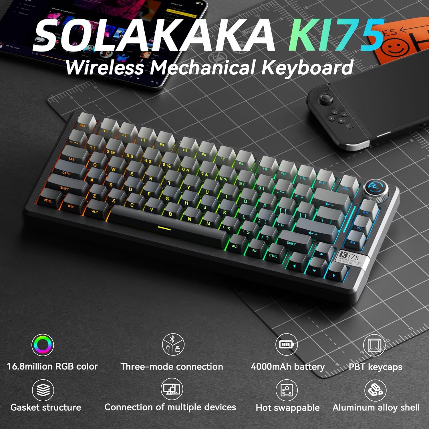 Thumbnail 1 de CORBOBO KI75 75% Mechanical Keyboard, Aluminum, Tri-Mode, Hot-Swappable