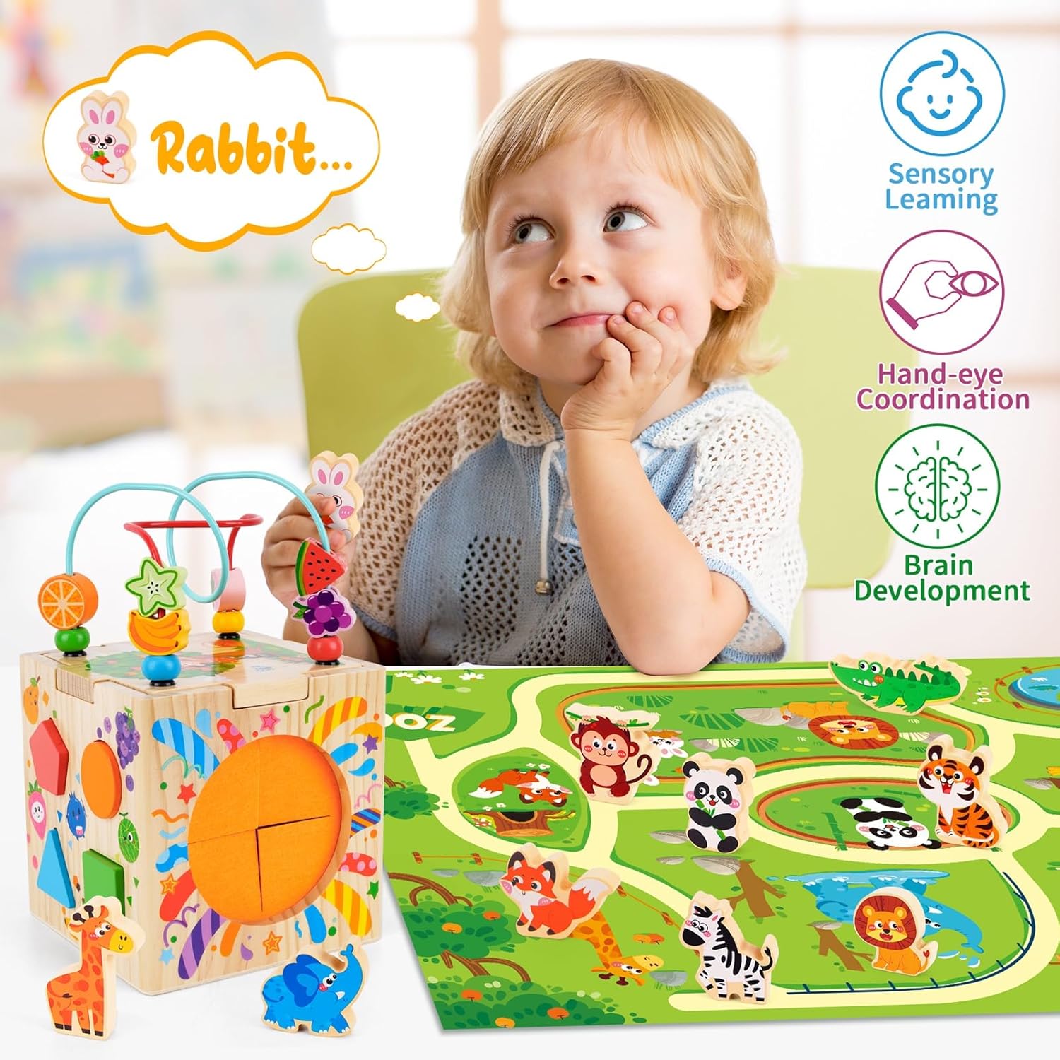 Thumbnail 6 de Wooden Activity Cube Montessori toy for 1 year