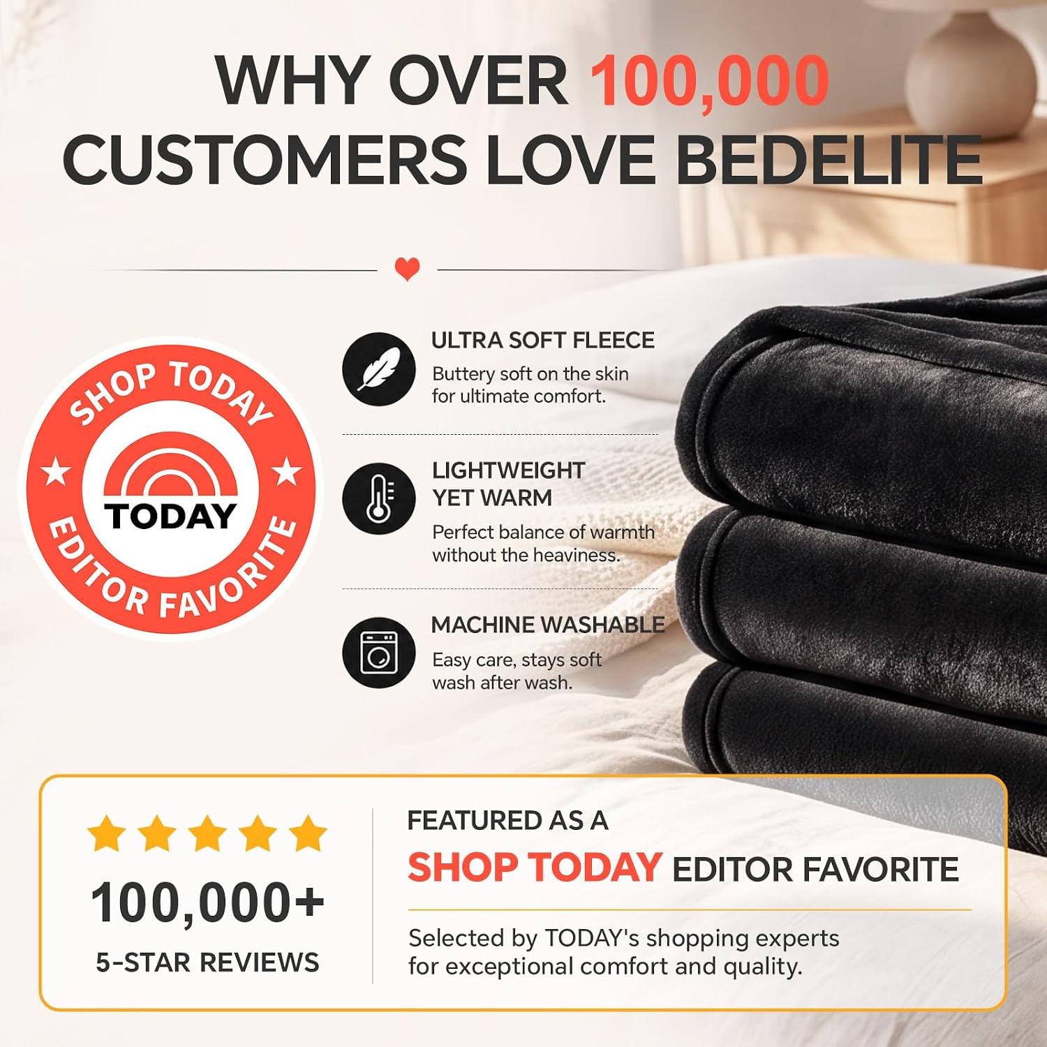 Detalle 2 de BEDELITE Fleece Blanket 50x60 inches cozy throw