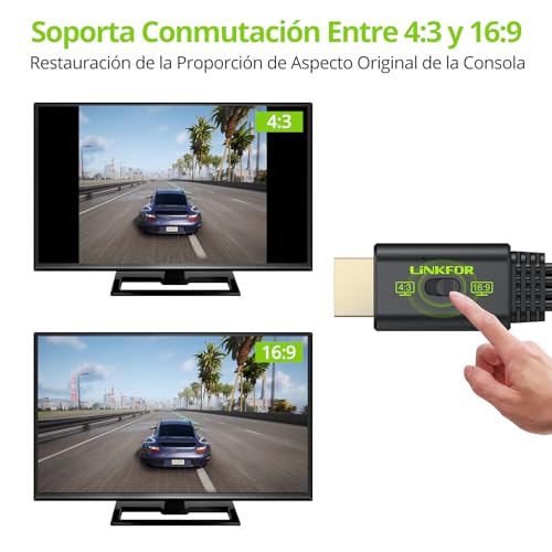 Detalle de LiNKFOR Convertidor PS2 a HDMI 1080P 60hz: convierte PS1/PS2 analógicos a HDMI con 4:3/16:9