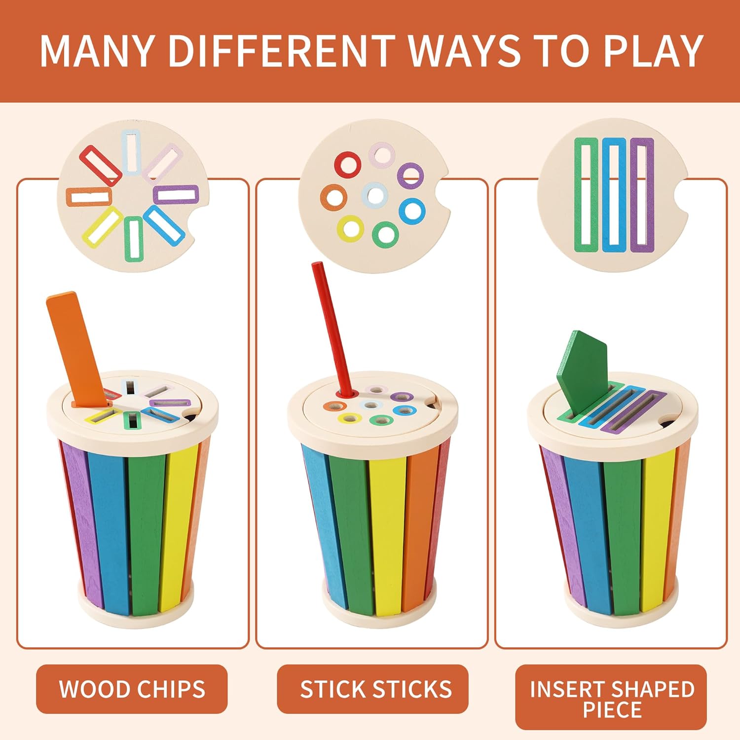 Detalle de CAIXINYI: Set Montessori in legno per abbinamento colori e forme (1–3 anni)