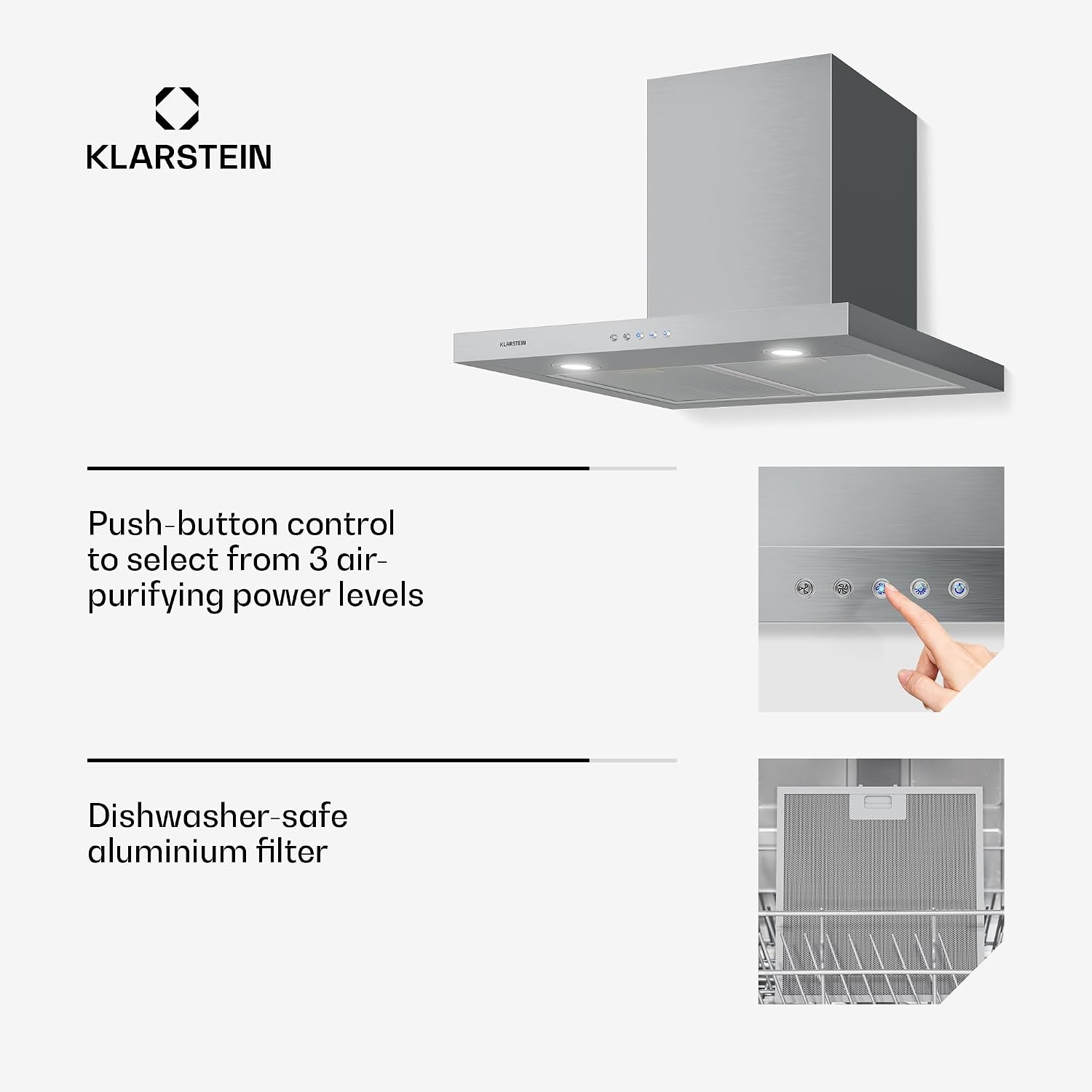 Thumbnail 5 de Klarstein Limelight 10033777 – okap ścienny 60 cm, stal nierdzewna, LED