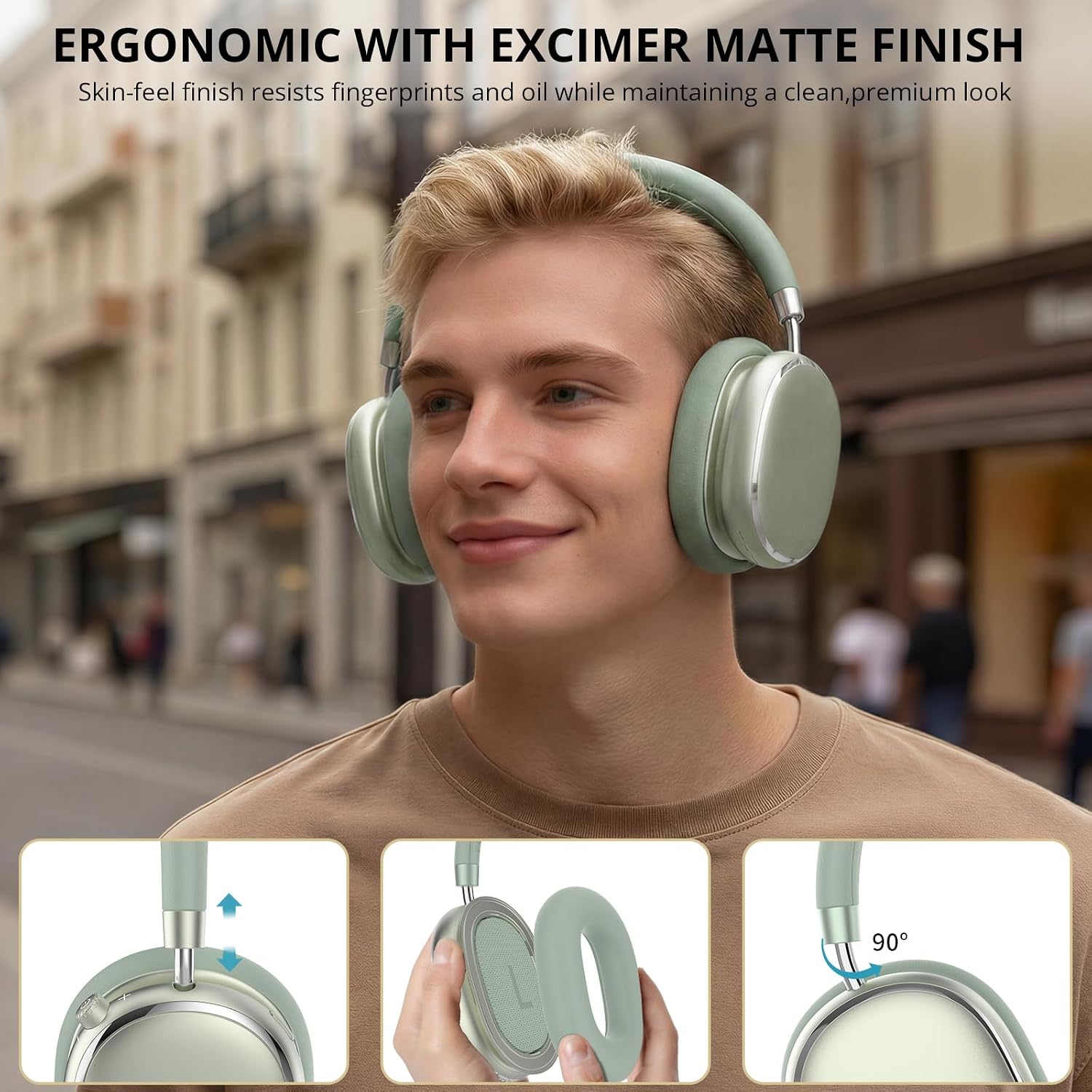 Detalle 2 de NC95 Hybrid Active Noise Cancelling Headphones with Knob Control (120H) – Bluetooth 6.0 Over-Ear ANC