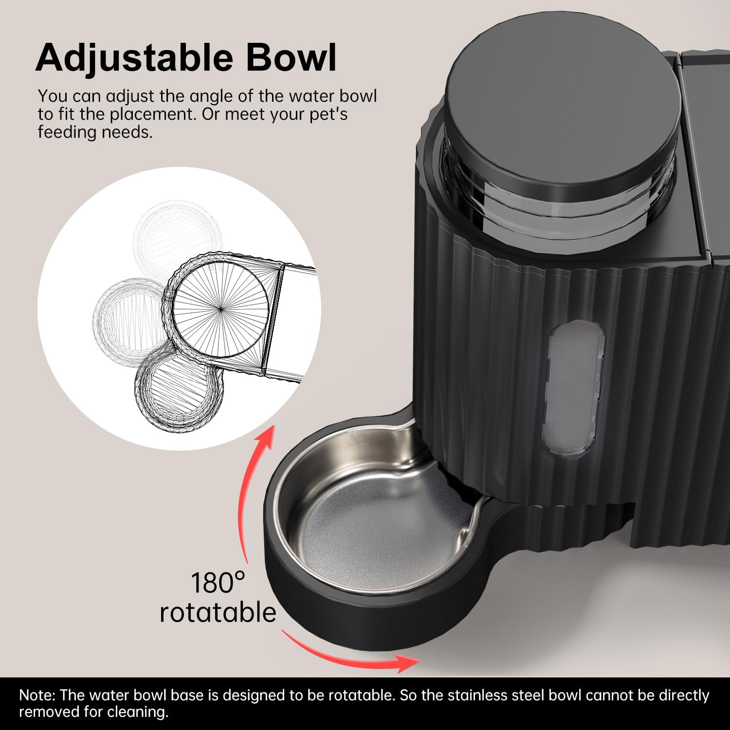 Thumbnail 3 de Gardner Pet 2 in 1 Gravity Automatic Cat Feeder & Water Dispenser (3L, 304 Stainless Steel Bowls) – No Electricity Required, Black