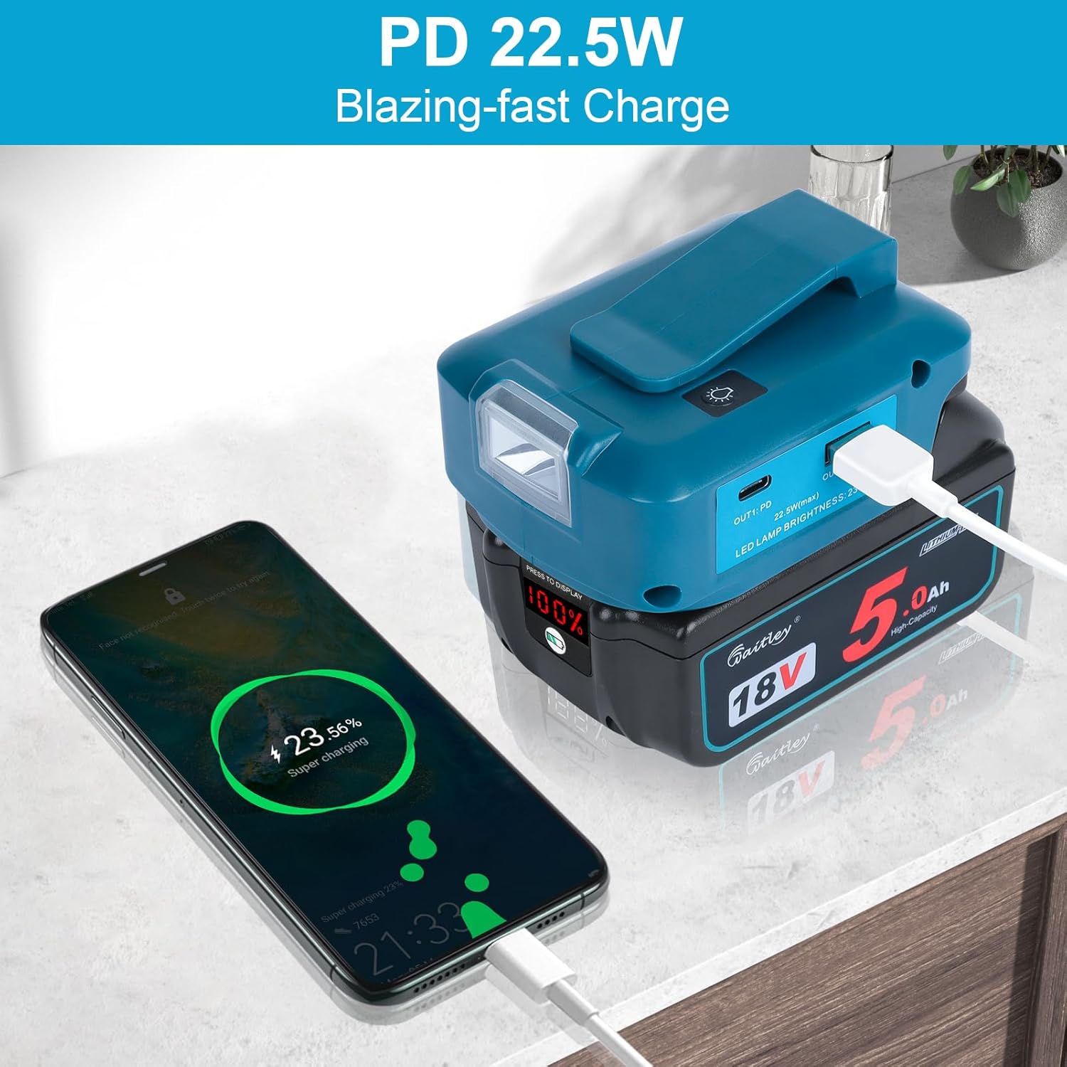 Detalle de Waitley 5500mAh Ersatzakku für Makita 18V Akku