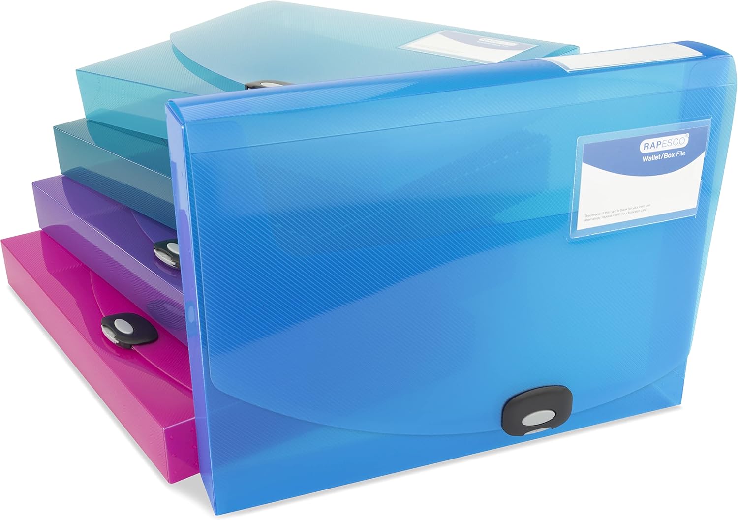 Thumbnail 1 de Rapesco 1690 Rigid Box File, 40 mm Spine, A4, Transparent Assorted Colours – Pack of 5