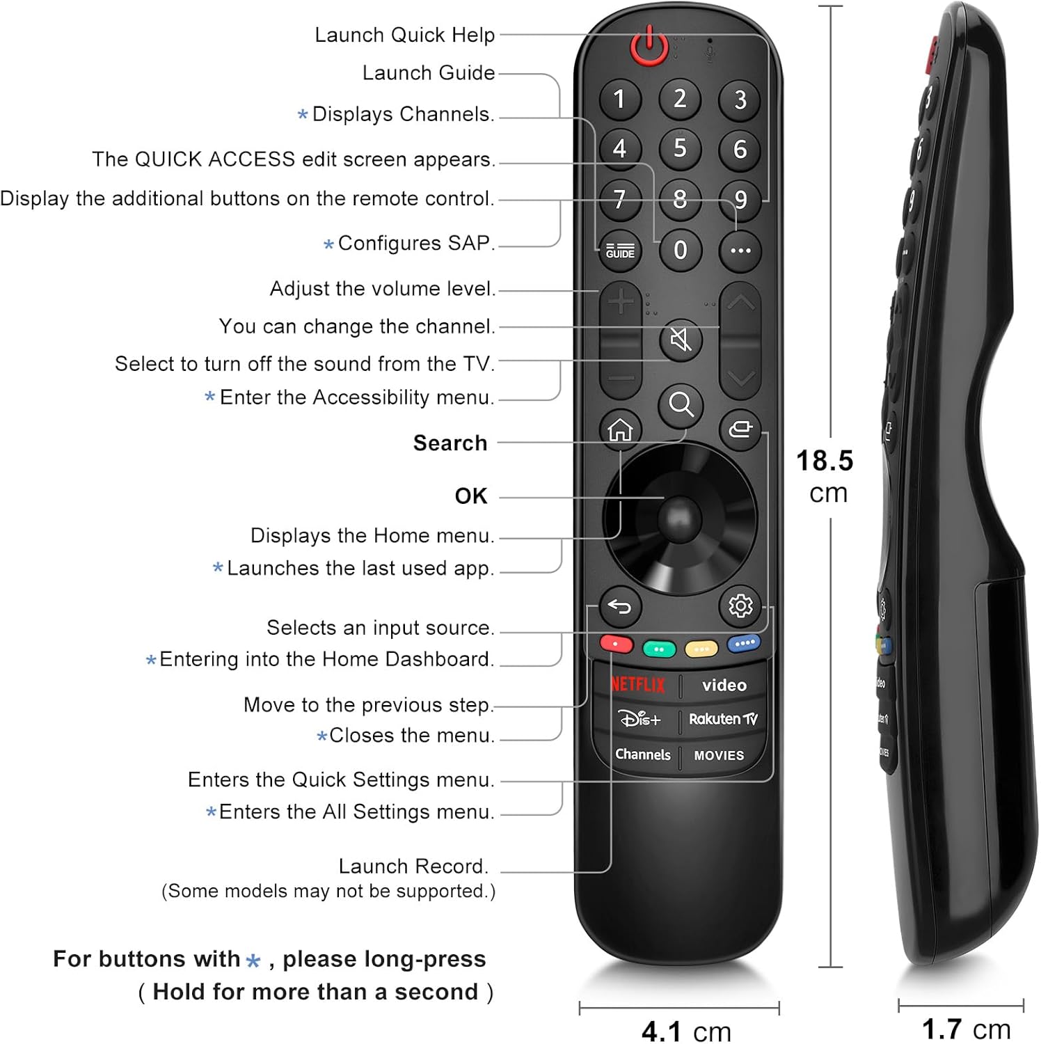 Thumbnail 6 de YOSUN Universal Fernbedienung für LG Fernseher per Infrarot – Ersatz für MR24GA, MR23GA, MR22GN, MR21GA