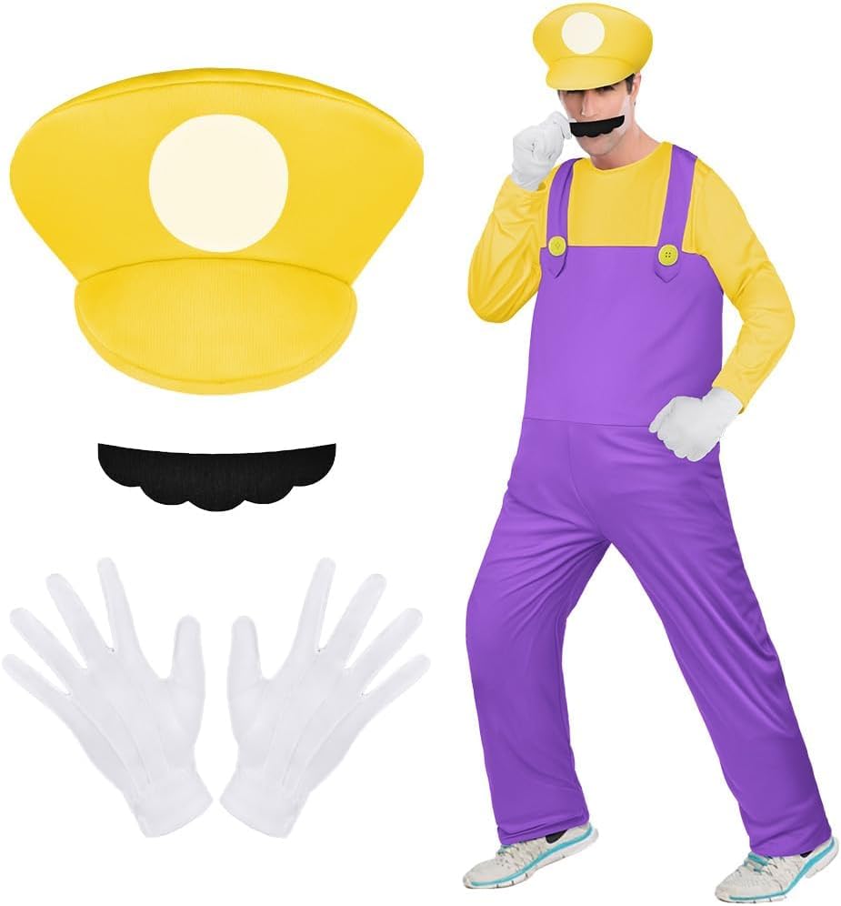 Thumbnail 2 de BSBUY Cosplay Kostüm 4 Pcs – Super-Brothers Set für Erwachsene (Wario-Style)