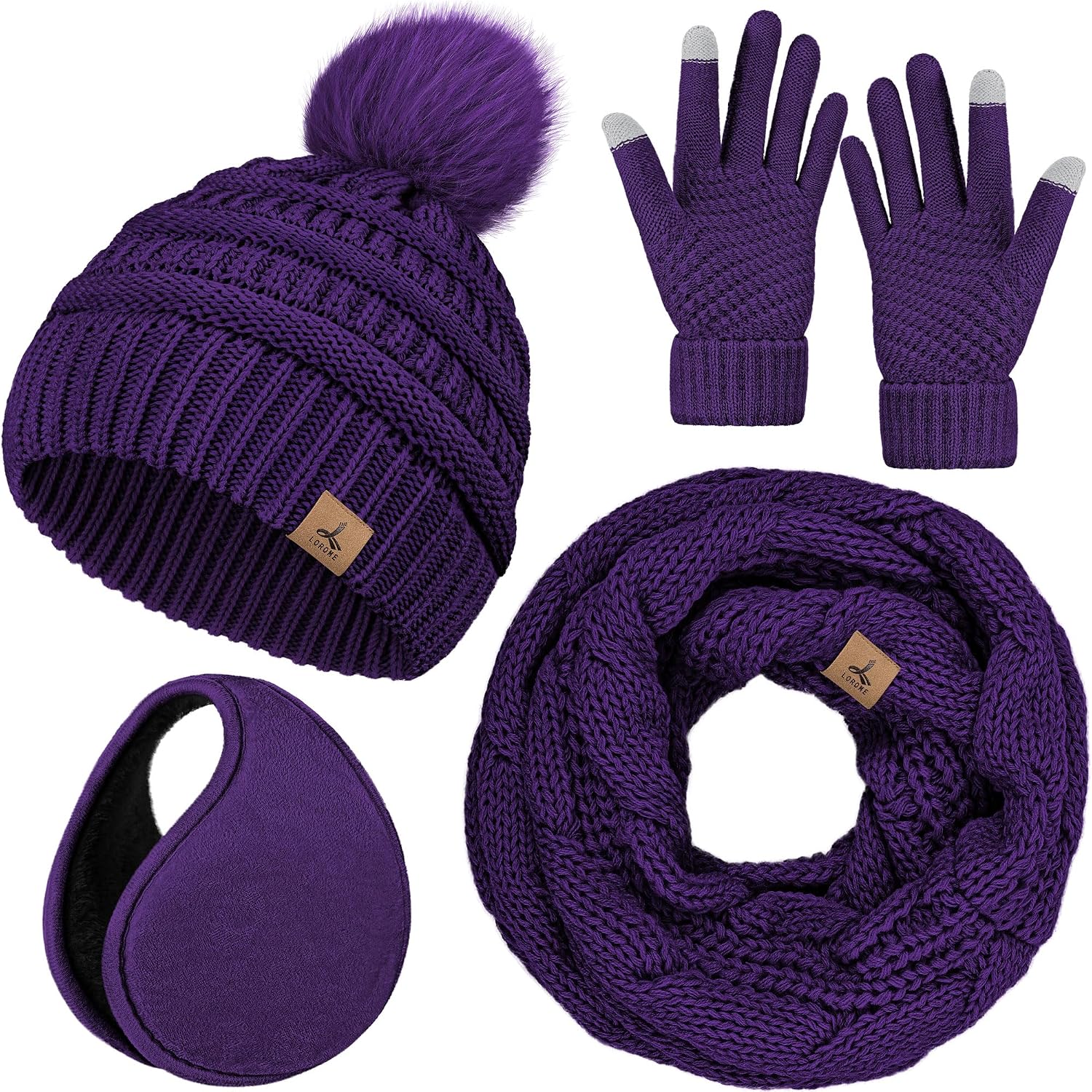 Detalle de LOROME Winter Hat, Scarf, and Gloves Set, Acrylic