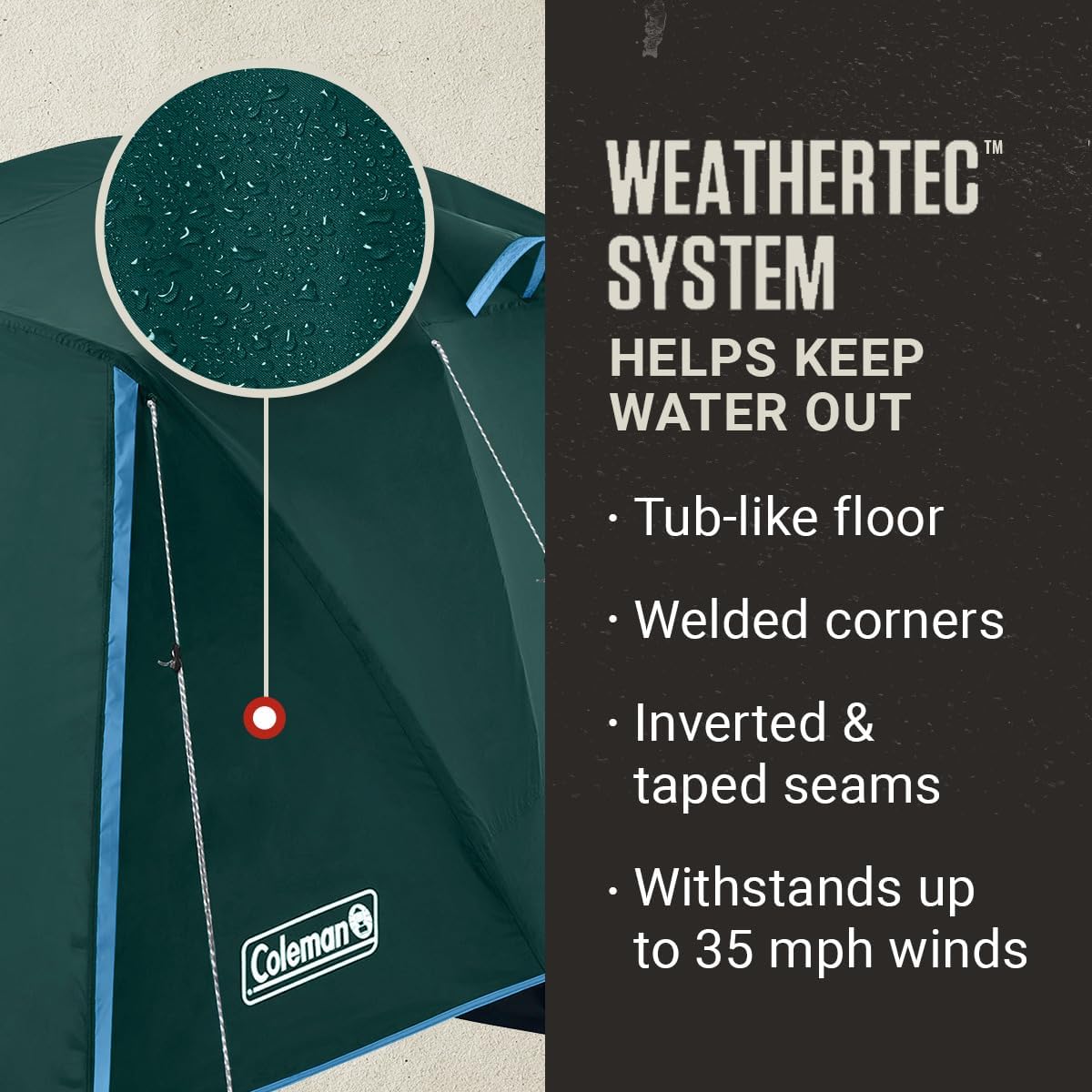 Detalle de Coleman Skydome 4-Person Tent with Full-Fly Vestibule and Under-5-Minute Setup