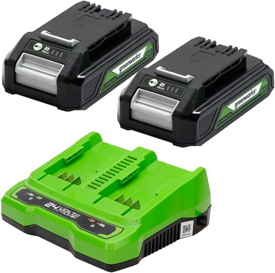 Detalle de Greenworks GSK24B2X batteria 24V 2Ah + caricatore