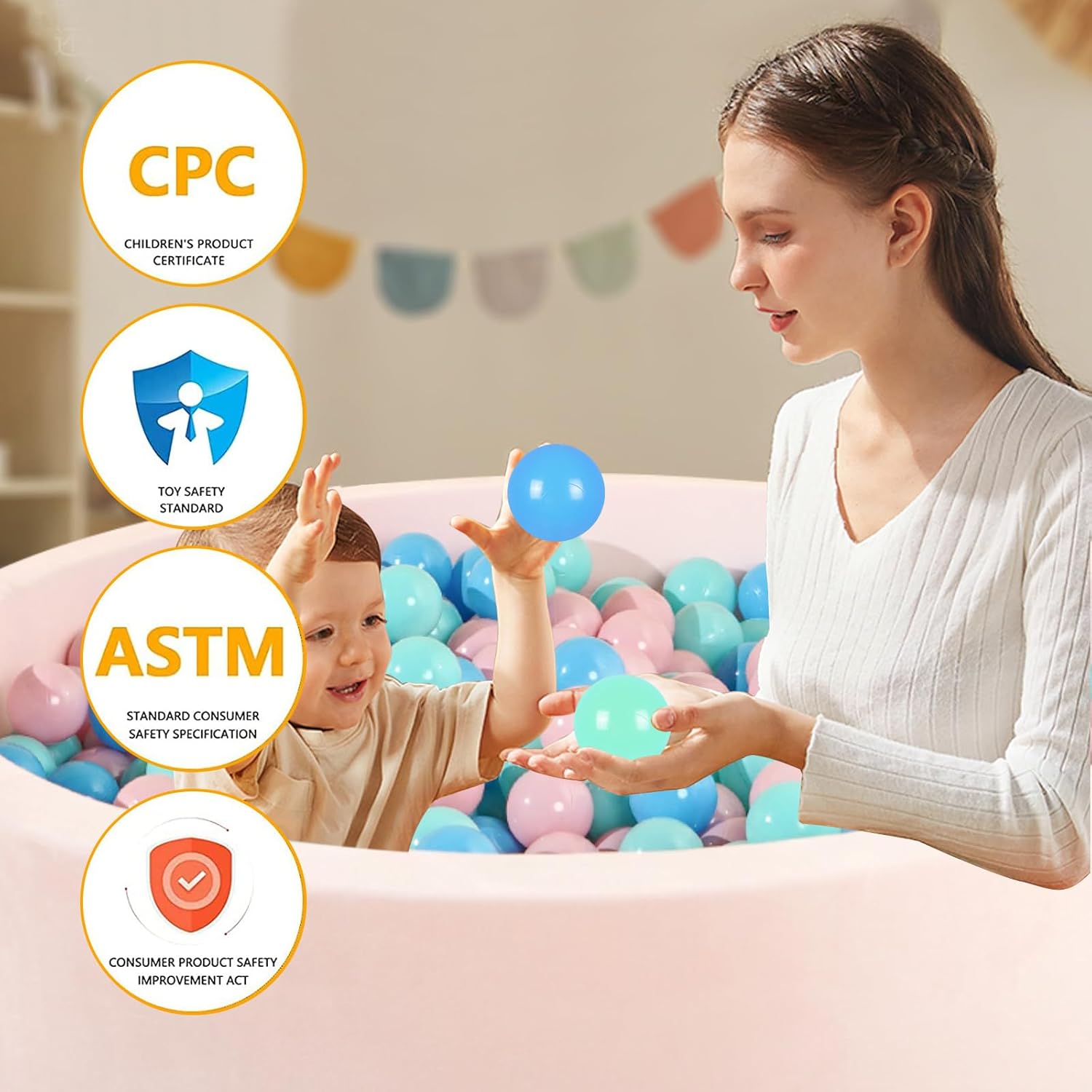 Detalle de Heopeis Ball Pit Balls Pack of 100/200/500 – Star and Round Set, BPA Free & Non-Toxic (2.2 in) for Toddlers