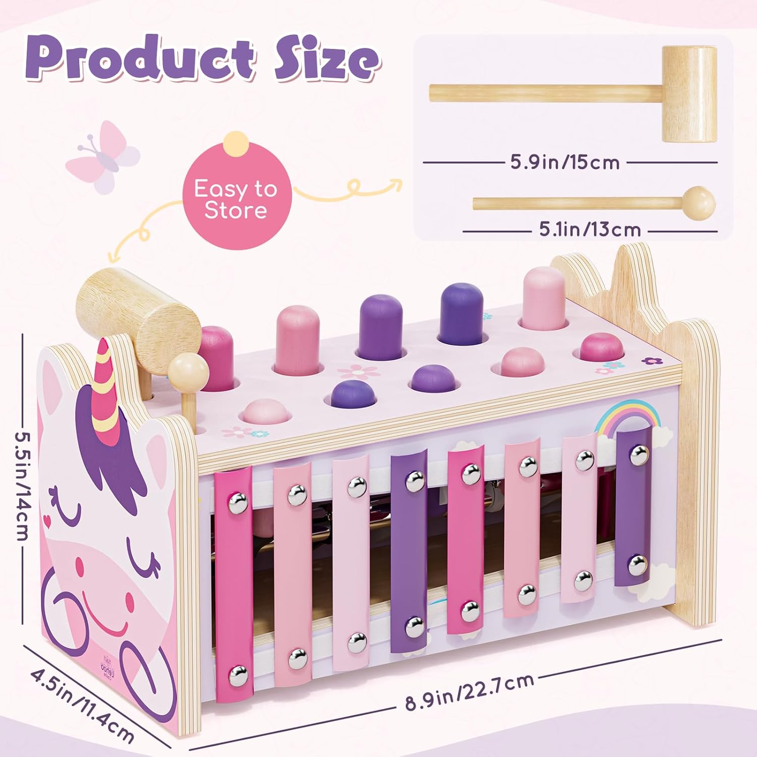 Thumbnail 6 de Lehoo Castle Montessori wooden hammering & xylophone play set for 1–3 year old girls