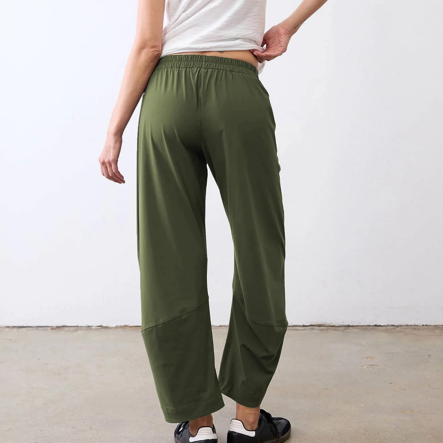 Detalle de Songling Women's Barrel-Leg Pants, High Waist, Ankle Length, Side Pockets