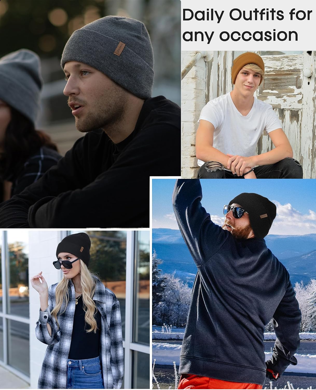 Thumbnail 5 de FURTALK Beanie Cuffed Thick Knitted 55-62cm