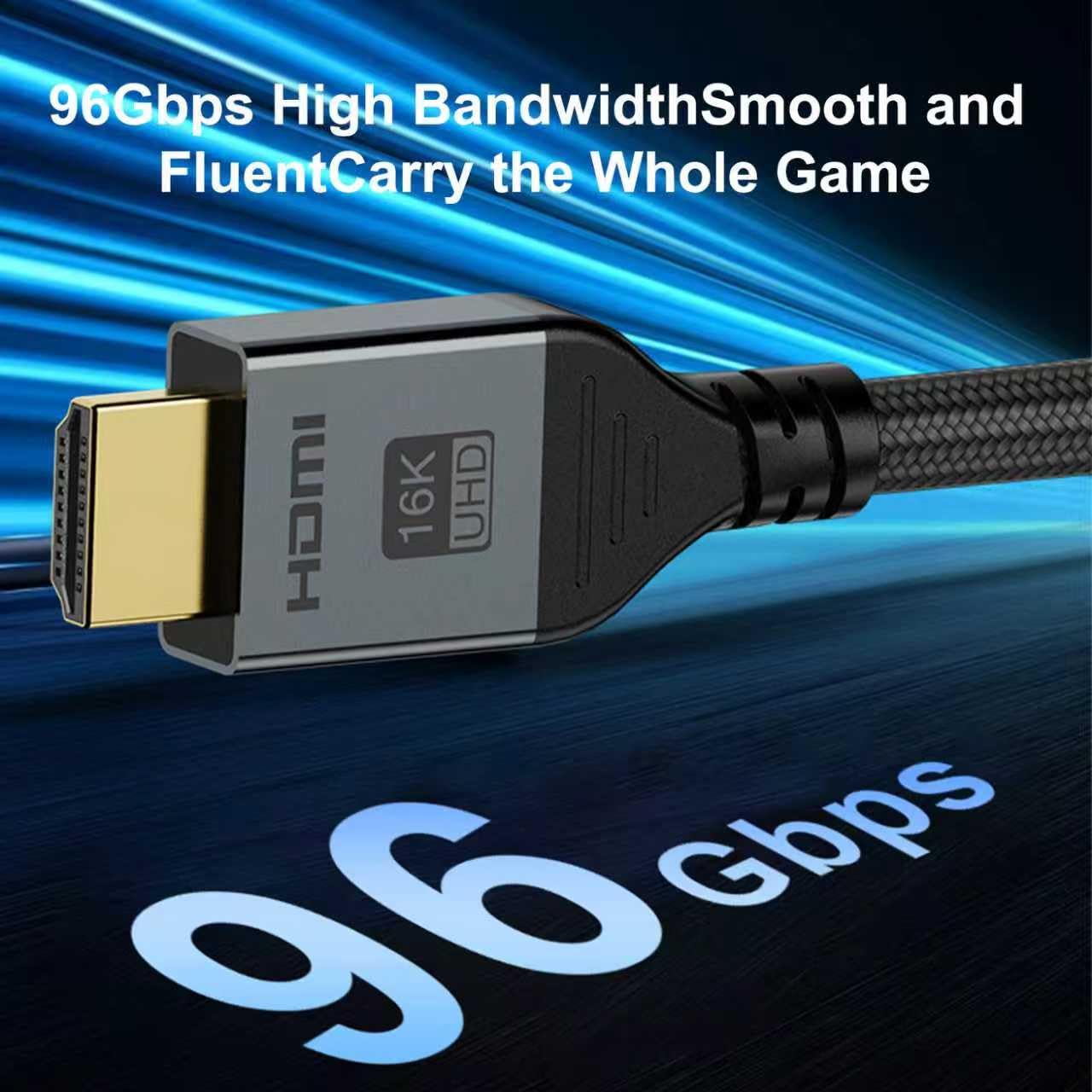 Detalle de Angusplay 16K HDMI 2.2 Kabel 2m – Premium 96 Gbit/s High Speed, 16K@60Hz/8K etc. – Ideal für High-End Gaming & Home Theater