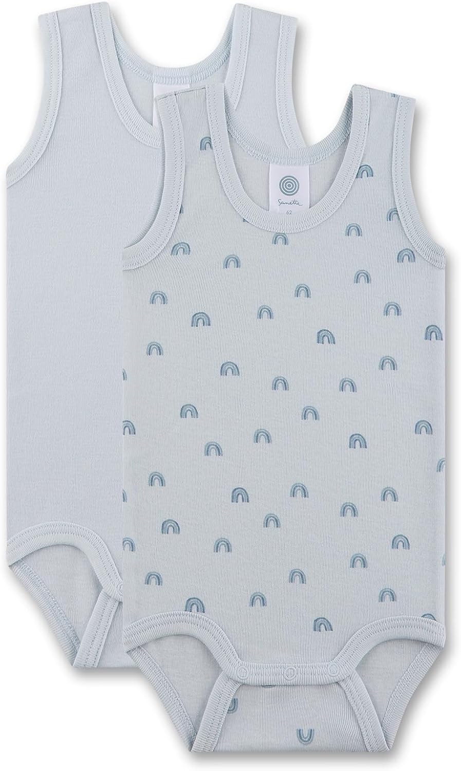 Detalle 2 de Sanetta Baby-Body ärmellos (Doppelpack) beige Regenbogen – Unisex-Body aus Bio-Baumwolle