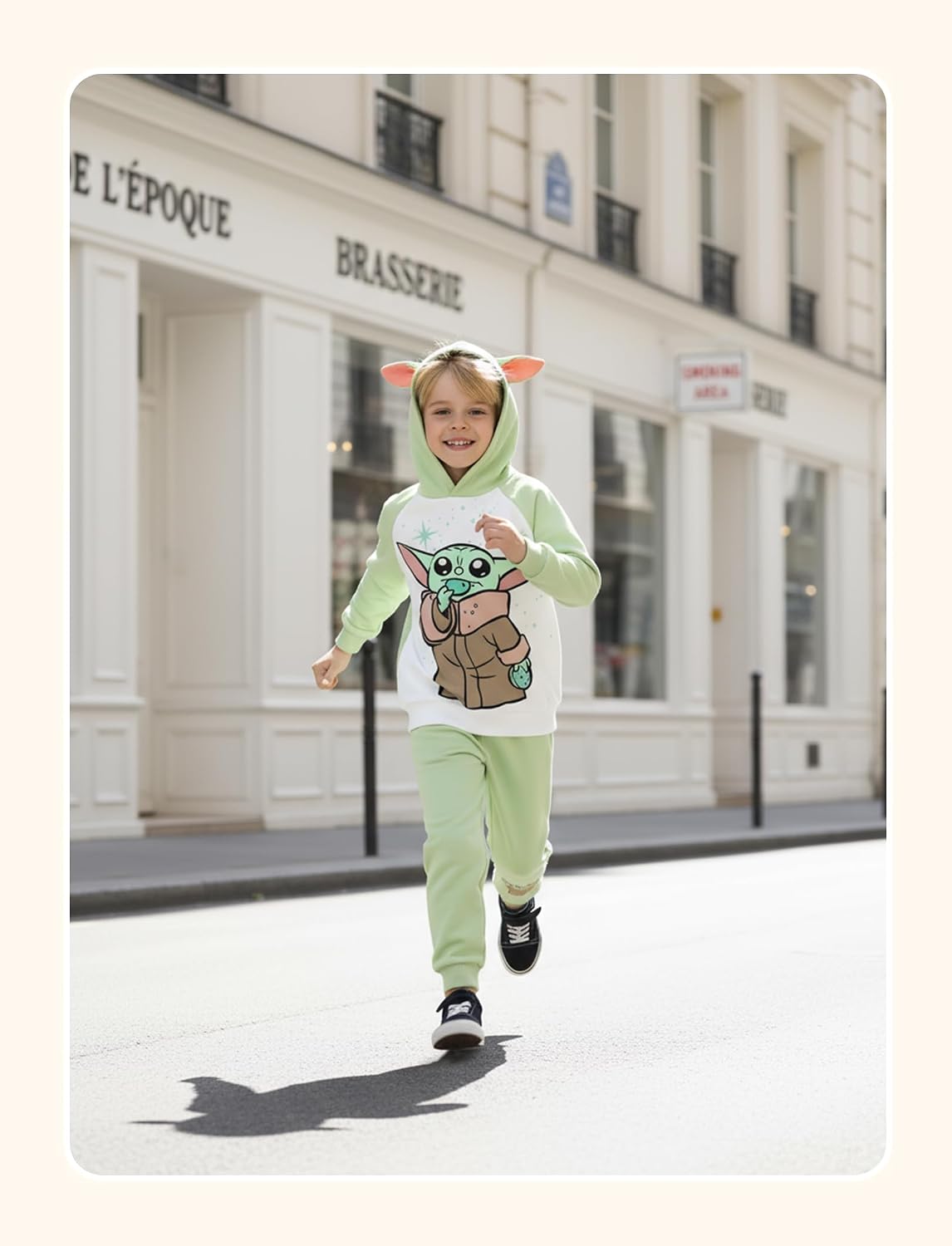 Detalle de Disney The Mandalorian Grogu Boys’ Hoodie and Jogger Set, Cotton Blend