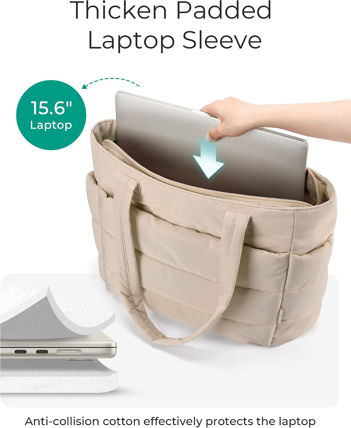 Thumbnail 5 de Bagsmart Women’s Puffer Tote Bag (20L) with 15.6-inch padded laptop compartment