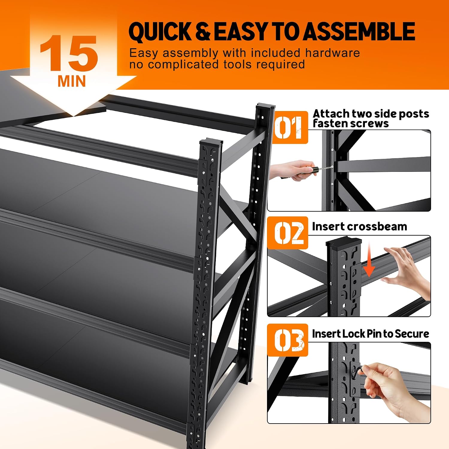 Detalle 2 de DIDSIS Metal Storage Shelving, 79" W