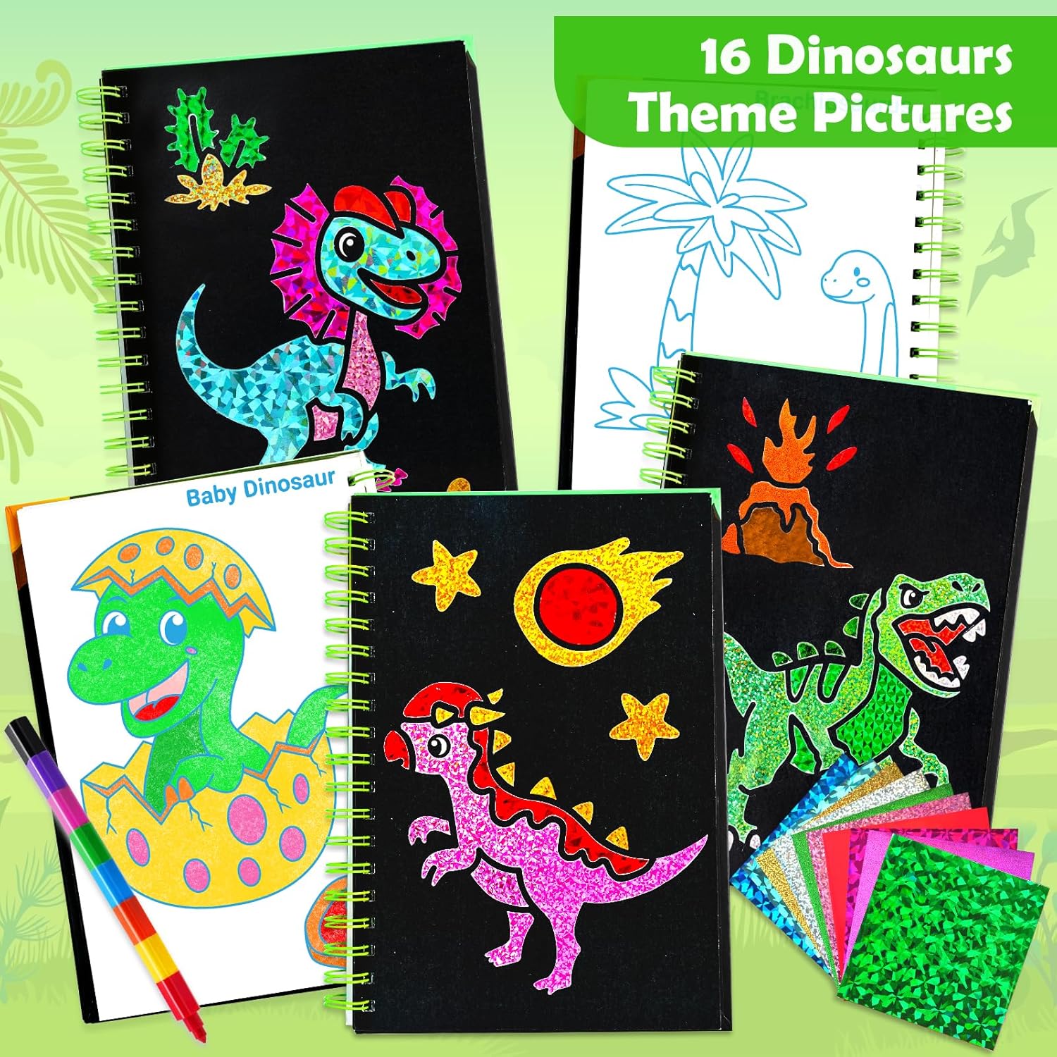 Thumbnail 6 de FUNNYB&G Foil Art Dinosaurier B – Kreatives Bastelset für Reisen und Spaß mit Folienkunst