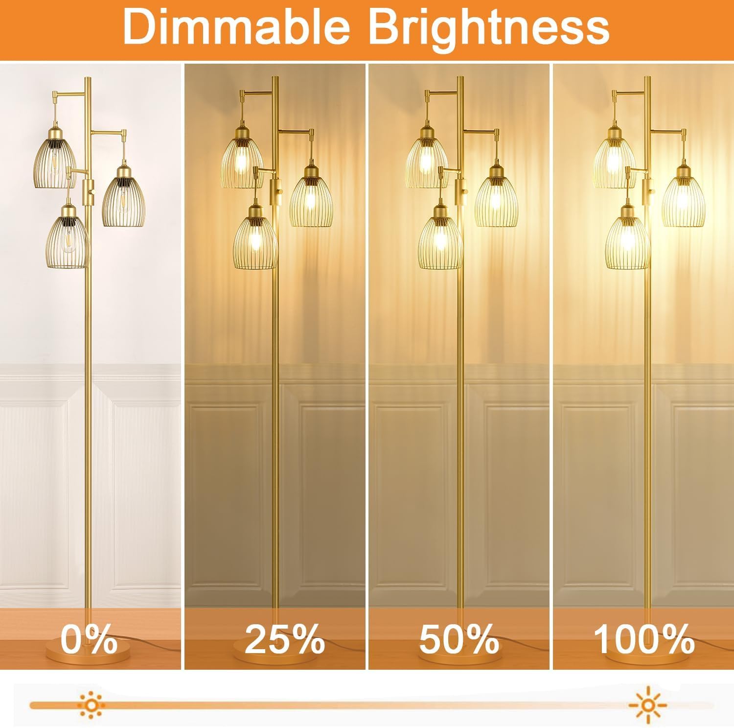 Detalle 2 de Gold Tree Dimmable Floor Lamp 800 lm