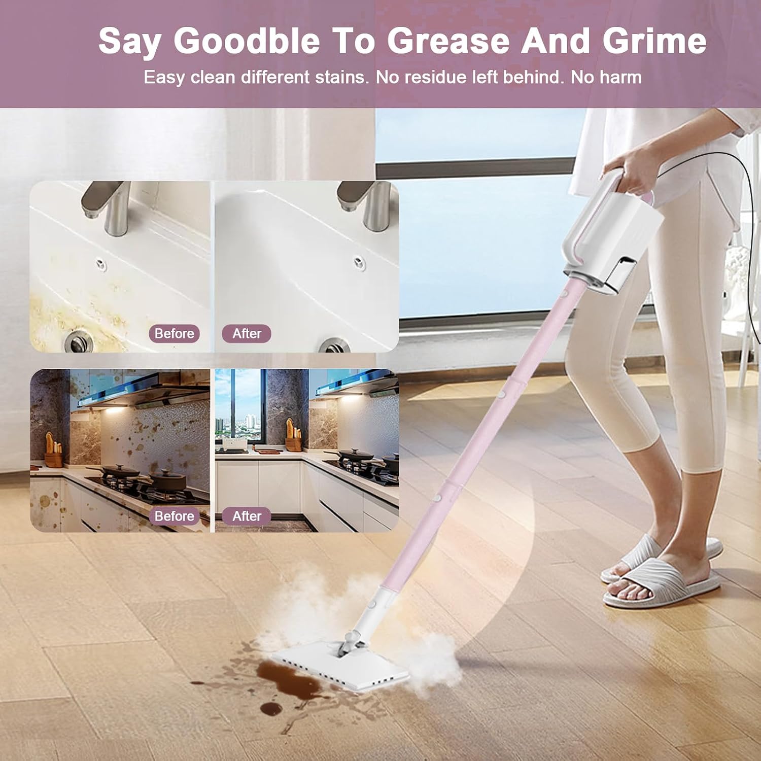 Detalle de ACHTFACH SC-05 6-in-1 Steam Mop with Rotating Head and Removable Tank