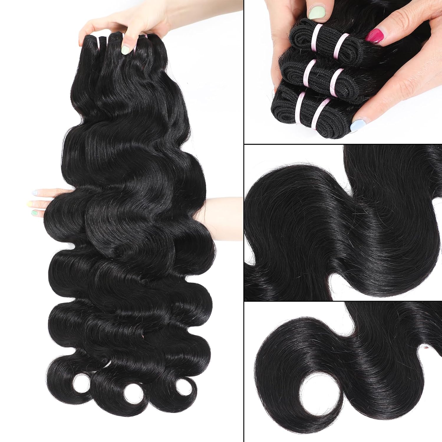 Thumbnail 1 de 15A Raw Indian Body Wave Hair Bundles — 22/22/22 Triple Lifespan Virgin Remy Hair, No Tangle, Soft After Washes