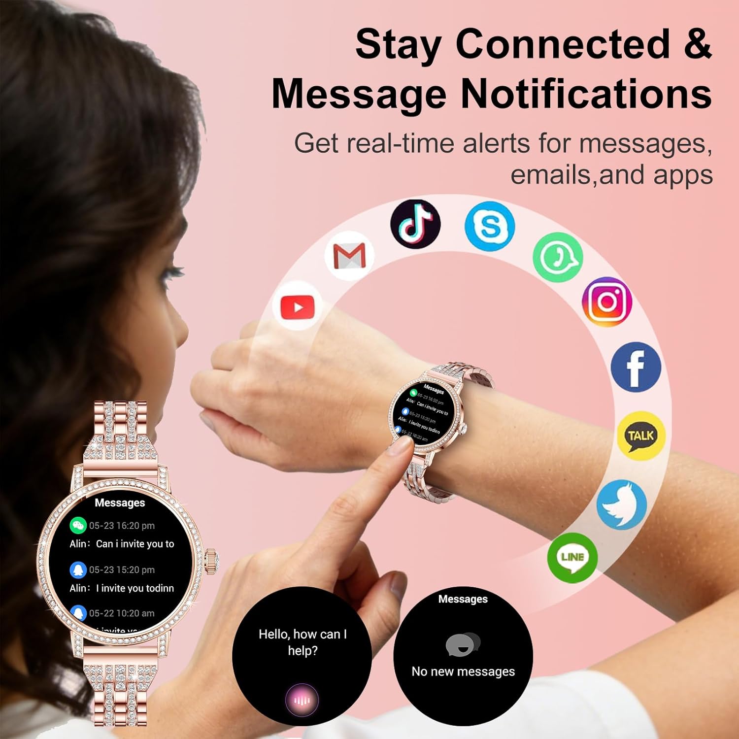 Thumbnail 4 de fitonyo Diamant Damen Smartwatch Telefon
