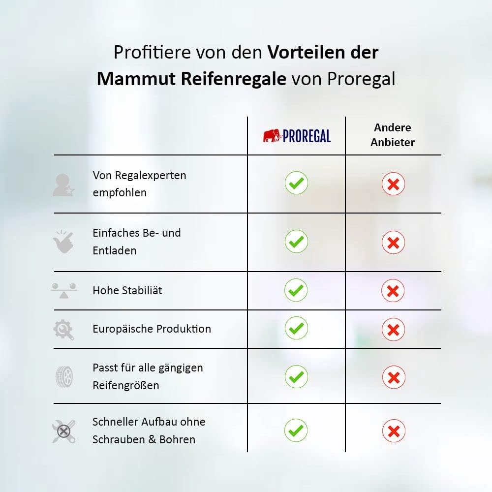 Detalle de PROREGAL Reifenregal Dino (180×120×50 cm) für bis zu 12 Reifen, Schwerlast-Fachlast 150 kg – Schwarz